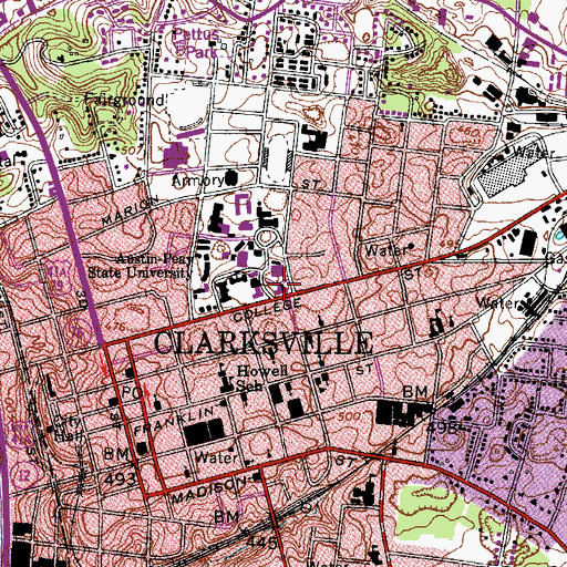 Topographic Map of Archwood, TN