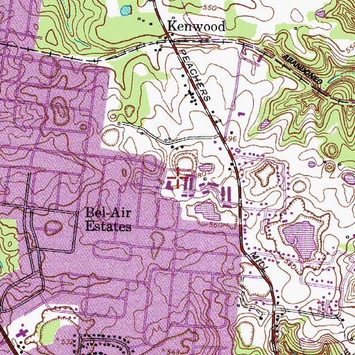 Topographic Map of Bel Air Park, TN