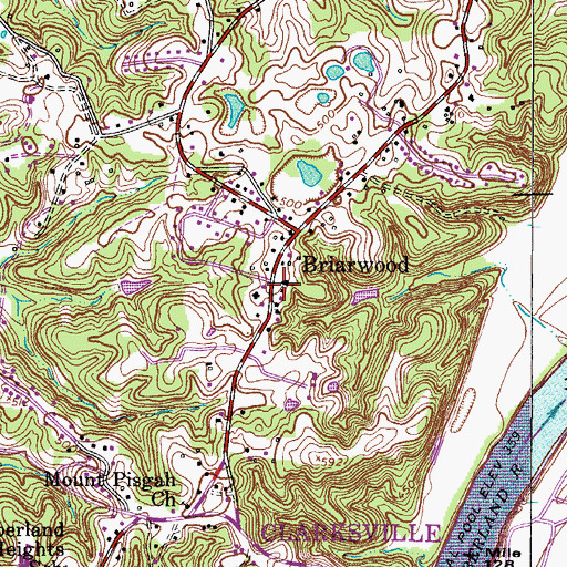 Topographic Map of Briarwood Church, TN