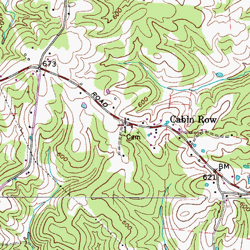 Topographic Map of Cabin Row Missionary Baptist Church, TN