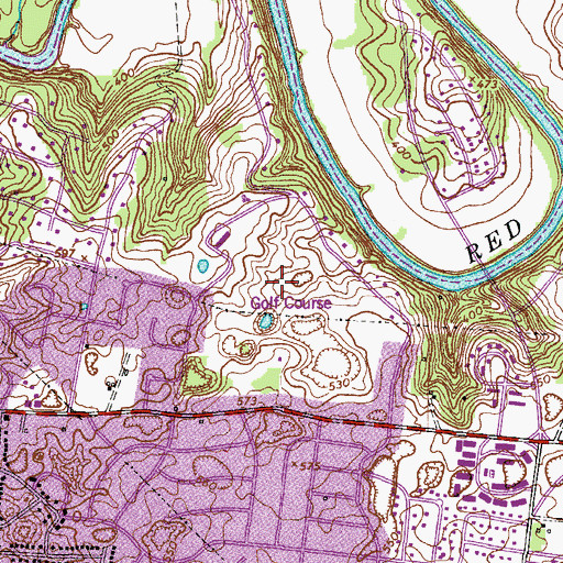 Topographic Map of Clarksville Country Club, TN