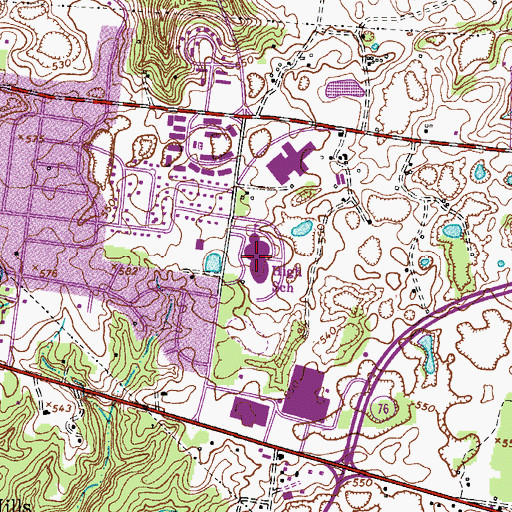 Topographic Map of Clarksville High School, TN