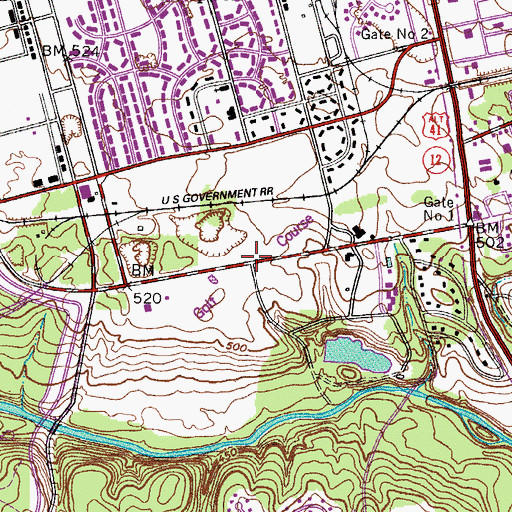 Topographic Map of Cole Park Golf Course, TN