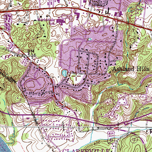 Topographic Map of Coy Lacy Park, TN
