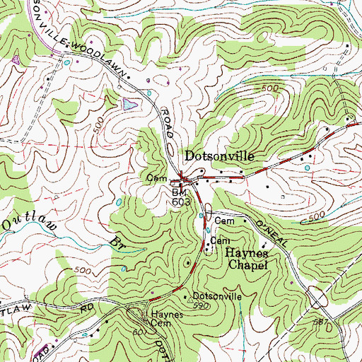 Topographic Map of Dotsonville Baptist Church, TN