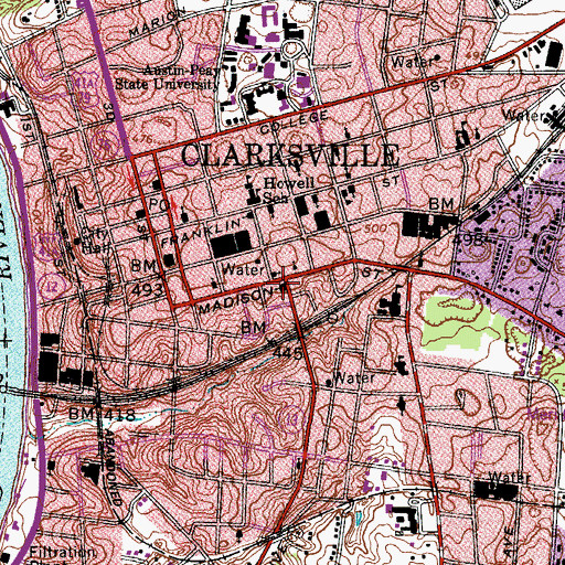 Topographic Map of First Christian Church, TN