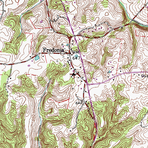 Topographic Map of Fredonia School (historical), TN