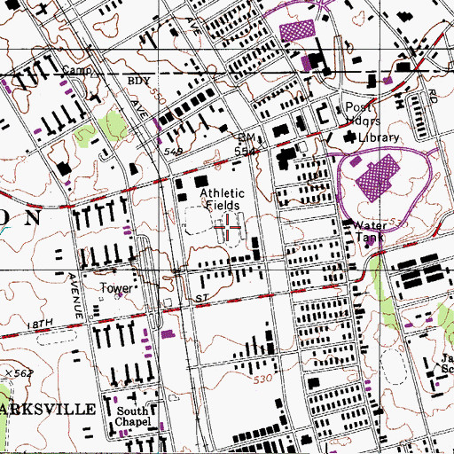Topographic Map of Fryar Stadium, TN