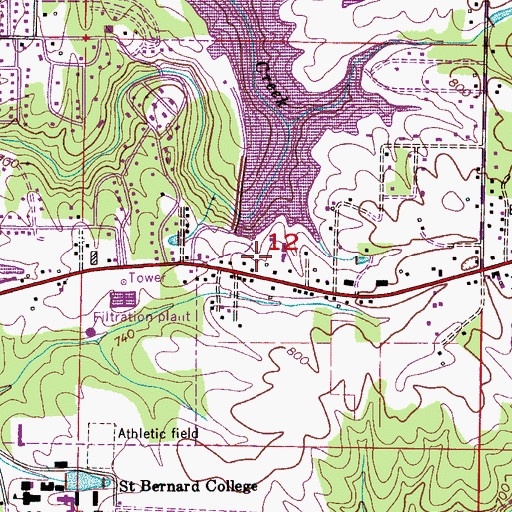 Topographic Map of Lake Catoma Dam, AL