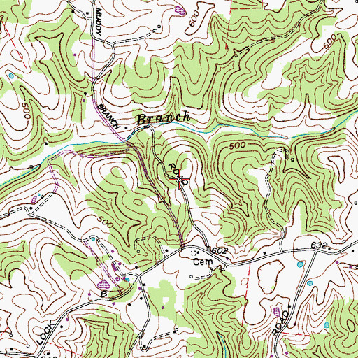 Topographic Map of Hickory Point School (historical), TN