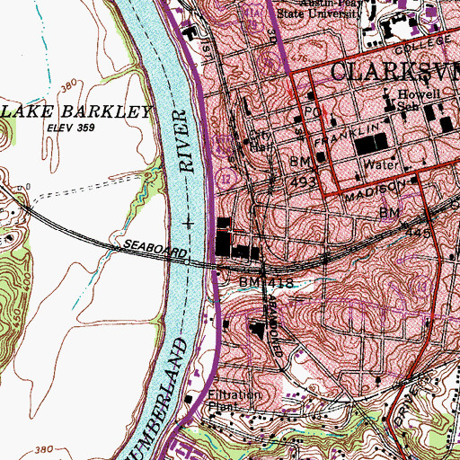 Topographic Map of Industrial Historic District, TN