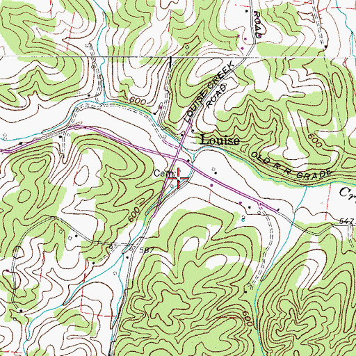 Topographic Map of Louise United Methodist Church, TN