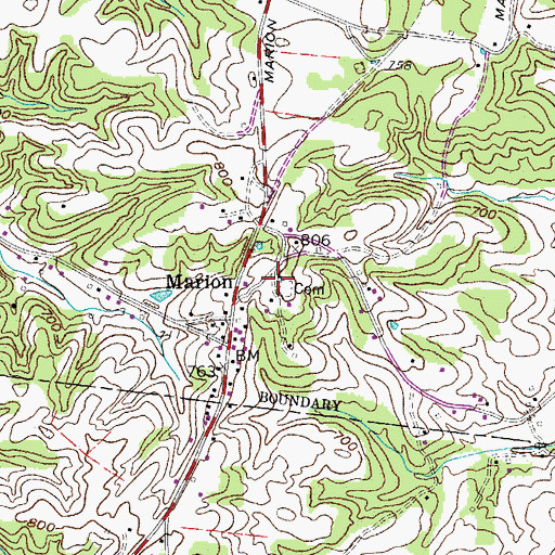 Topographic Map of Marion United Methodist Church, TN