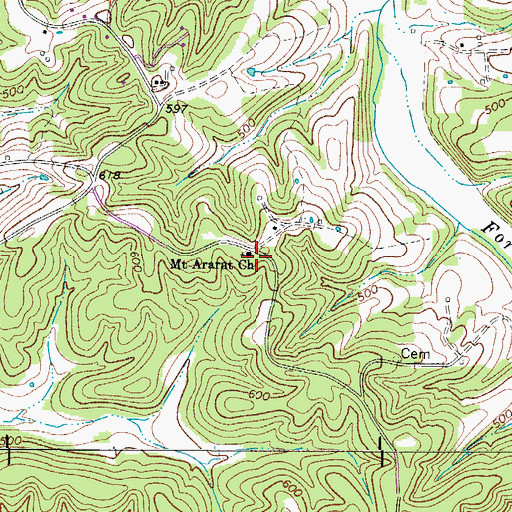 Topographic Map of Mount Ararat School (historical), TN