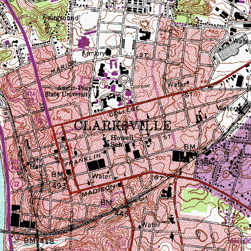 Topographic Map of Mount Olive Baptist Church, TN