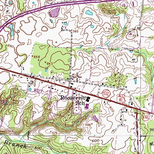 Topographic Map of Mount Olivet School (historical), TN