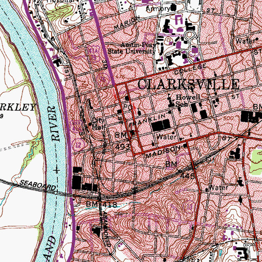 Topographic Map of Montgomery County Courthouse, TN