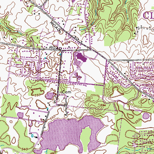 Topographic Map of Montgomery County Vocational Technical School, TN