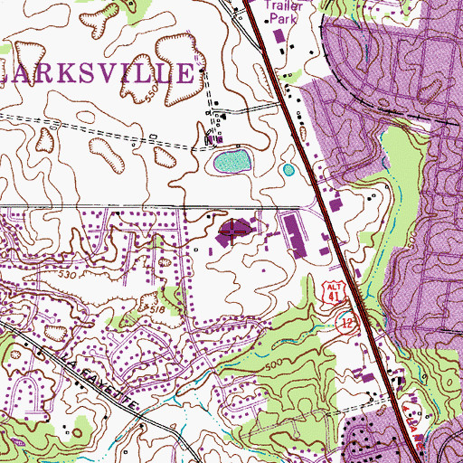 Topographic Map of New Providence Middle School, TN