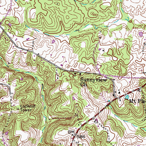 Topographic Map of Ogburn Chapel, TN