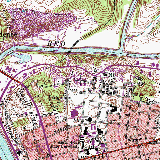 Topographic Map of Pettus Park, TN
