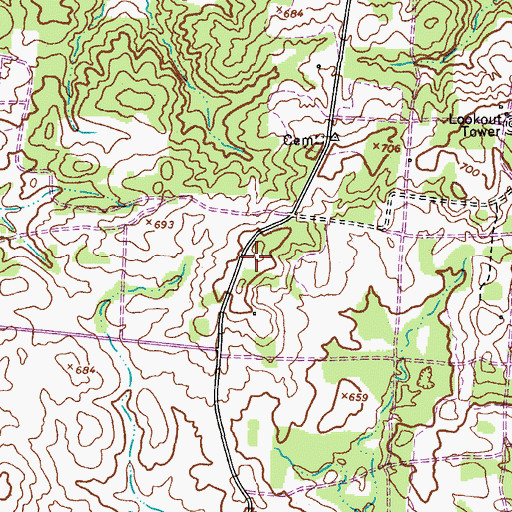 Topographic Map of Pleasant Hill School (historical), TN