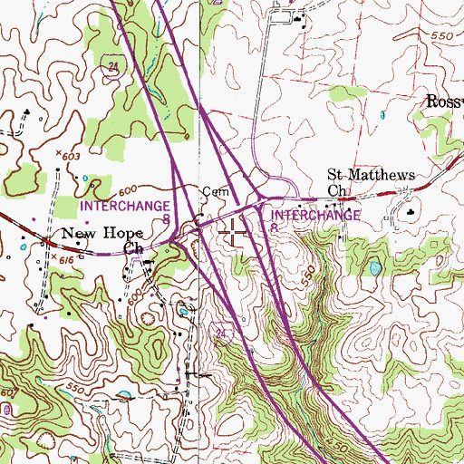 Topographic Map of Rossview School (historical), TN