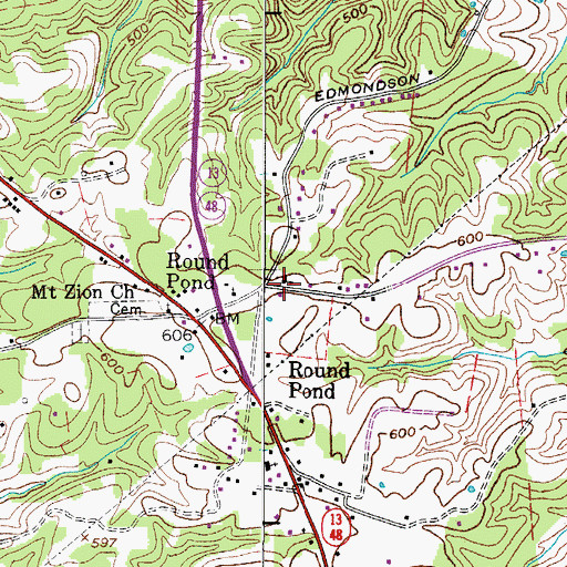 Topographic Map of Round Pond School (historical), TN