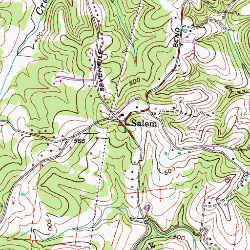 Topographic Map of Salem United Methodist Church, TN