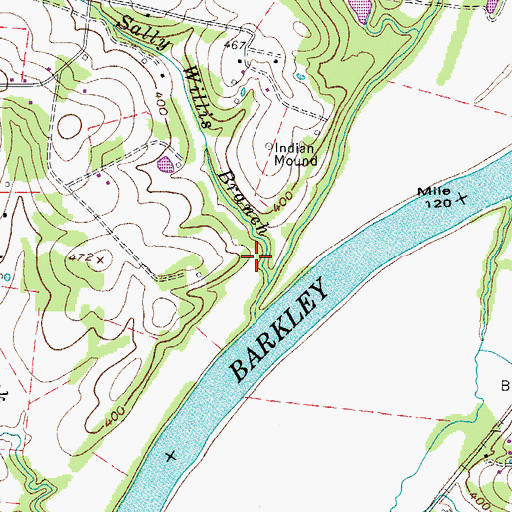 Topographic Map of Smith Branch Recreation Area, TN