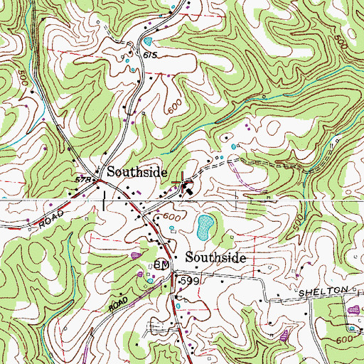 Topographic Map of Southside School (historical), TN