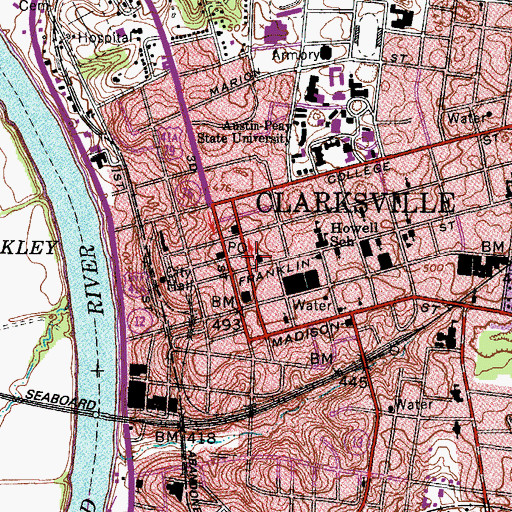 Topographic Map of Trinity Episcopal Church, TN