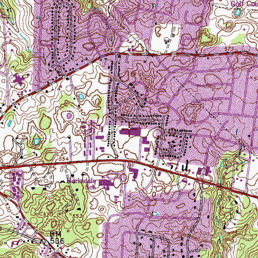Topographic Map of Tradewinds South Shopping Center, TN