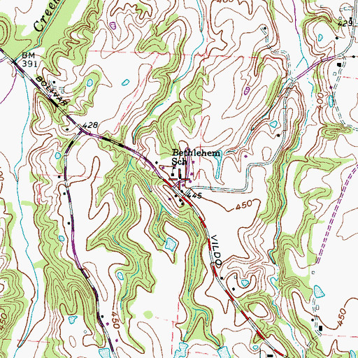 Topographic Map of Bethelehem Baptist Church, TN