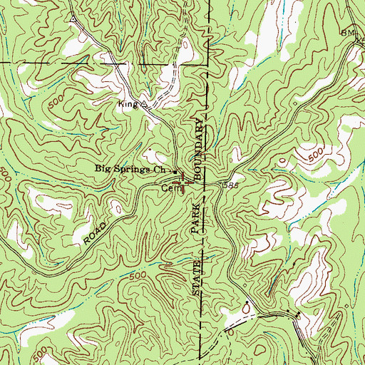 Topographic Map of Big Springs Cemetery, TN