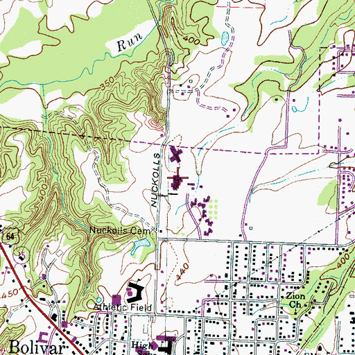 Topographic Map of Bolivar General Hospital, TN