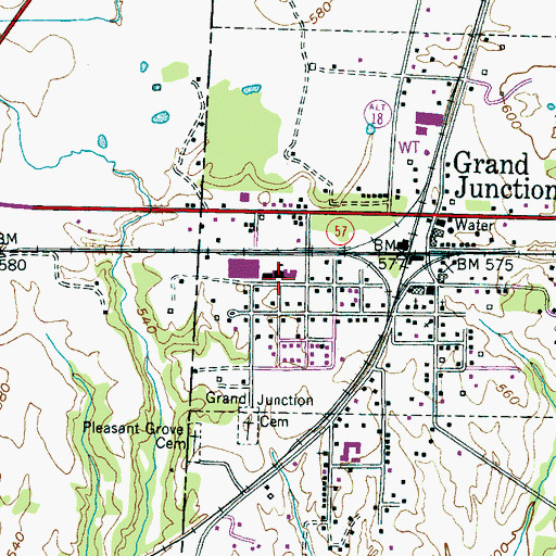 Topographic Map of Grand Junction Elementary School, TN