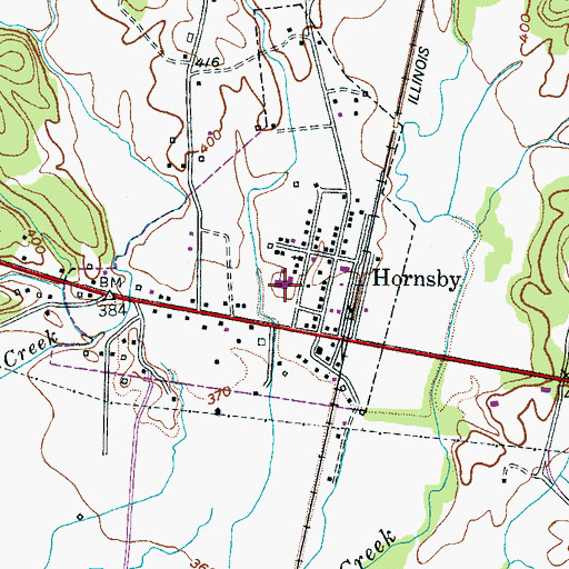 Topographic Map of Hornsby Elementary School, TN