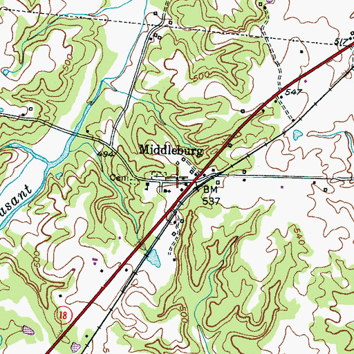 Topographic Map of Middleburg Baptist Church, TN