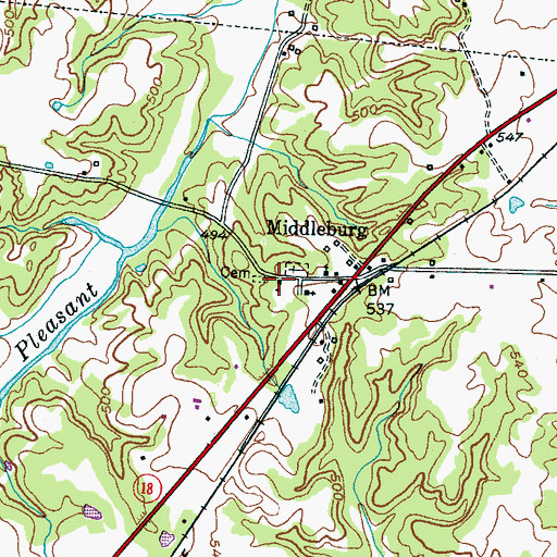 Topographic Map of Middleburg School (historical), TN