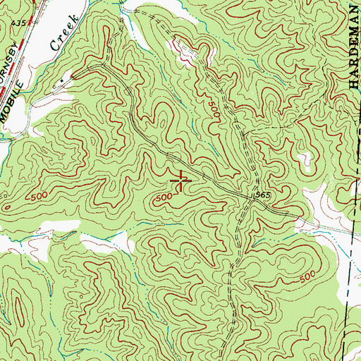 Topographic Map of Palestine Cemetery, TN