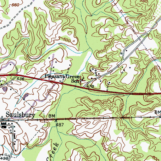 Topographic Map of Pleasant Grove Missionary Baptist Church, TN