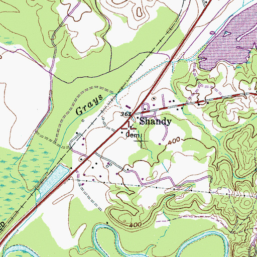 Topographic Map of Shandy Baptist Church, TN