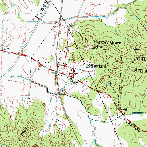 Topographic Map of Silerton School (historical), TN