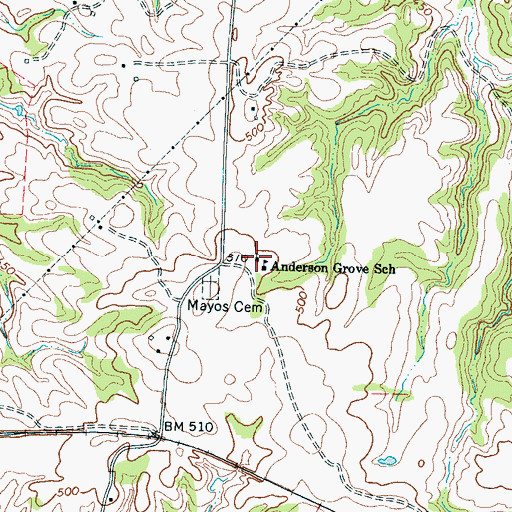Topographic Map of Anderson Grove Church, TN