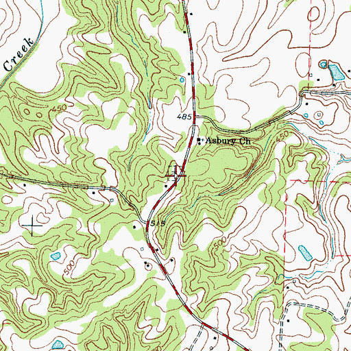 Topographic Map of Asbury Cemetery, TN