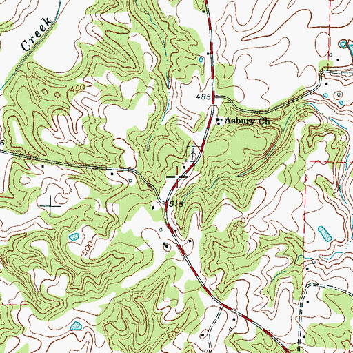 Topographic Map of Asbury School (historical), TN