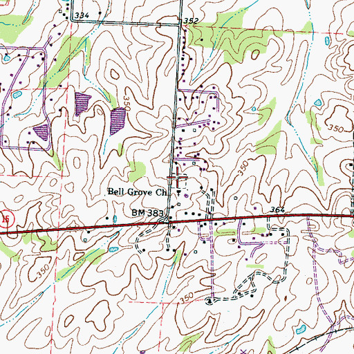 Topographic Map of Bell Grove Cemetery, TN