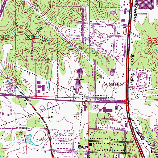Topographic Map of Hayes Lake, AL