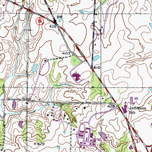 Topographic Map of Fayette County Vocational Center, TN